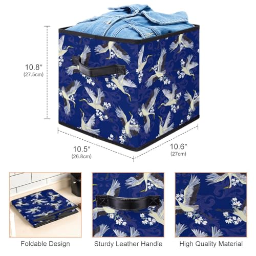 Boîte de rangement cube en tissu motif Grue à mouches maison