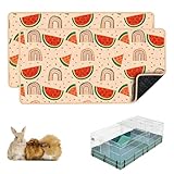cimiycob Guinea Pig Bedding, 49x24in 2 Pack Washable Guinea Pig Cage Liners, Waterproof Reusable & Anti Slip, Super Absorbent Guinea Pig Pee Pad for Midwest Cage, Small Animal, Rabbit, Bunny, Beige