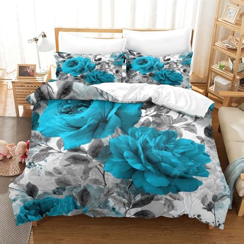 Housse de couette super douce finitions premium lit simple turquoise - 3