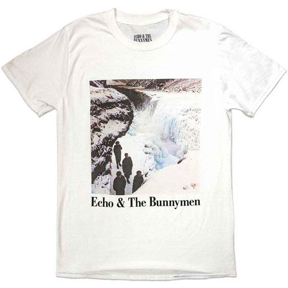 Rock Off officially licensed products Echo & The Bunnymen T Shirt Ocean Rain Band Logo New Official Men's Navy Blue, White, XL