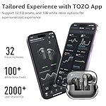 TOZO Hybrid Active Noise Cancelling Wireless Earbuds, 10mm Drivers Deep Bass Stereo Sound, 4 Mics Smart ENC AI Calls, 32 EQ Customization via App, Bluetooth 5.4 Headphones, Crystal Case Design - Image 5