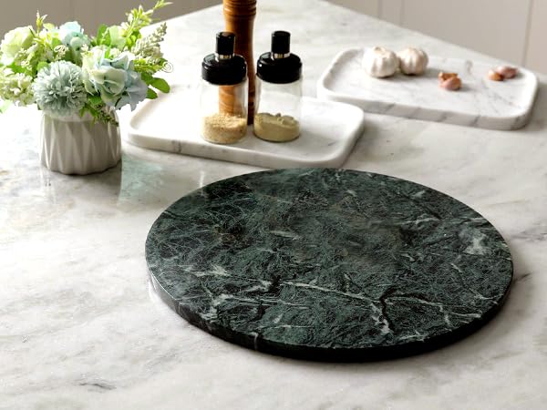 Marble Chakla 9 Inch | Marble Chakla/Rolling Pin Board/Roti Maker/Chakla/Chapati Maker for Home & Kitchen (Green chakla, 9 inch)