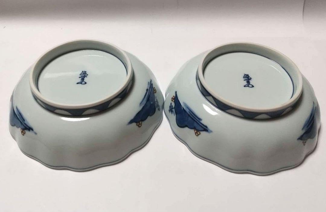 源右衛門窯 染錦 山水絵 鉢 向付 深皿 盛鉢 取鉢 2