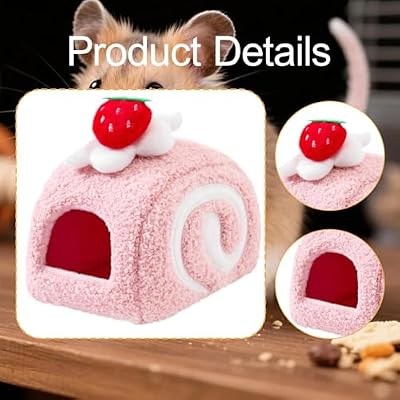 Hamster Bed Small Animals Bedding House Soft Cozy Cute Hideout Habitat for Small Pets Ferret Gerbil Sugar Gliders Chinchilla, Pink