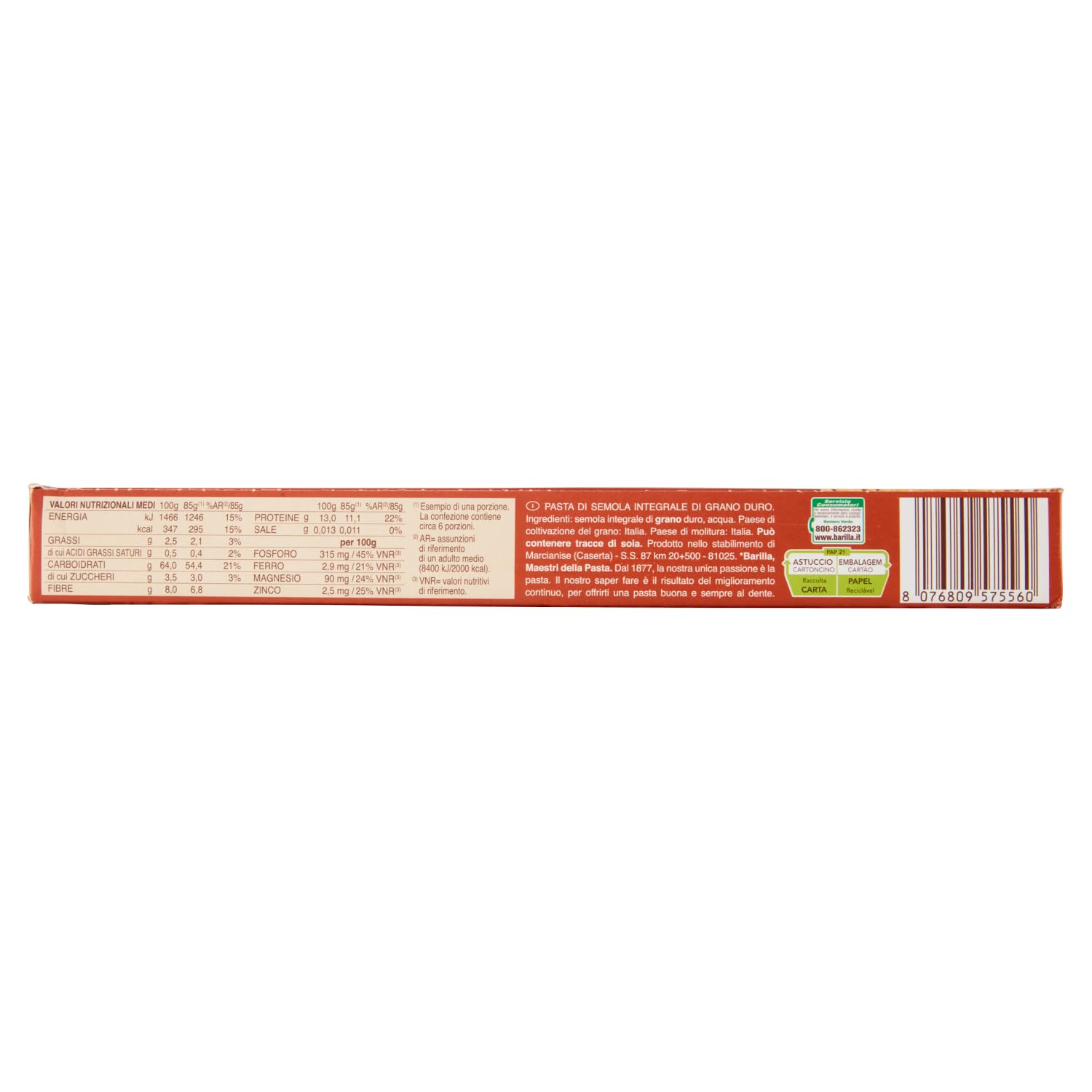 Italian Gourmet Integrale Spaghettini pasta integrale Vollkorn 30 x 500g | 100% grano duro, fibre elevate; dünne Form mit al-dente-Biss für Pesto, Gesamtnettogewicht 15 kg + Kostenlos Polpa 400g