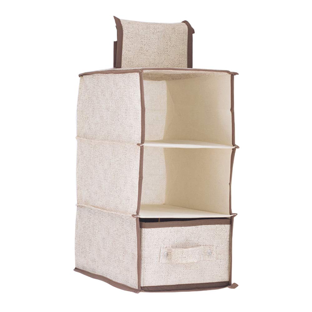 Estantes estrechos colgantes para armario, almacenamiento de armario plegable multicapa profundo para ropa, sombreros, zapatos y bolsos, tela no tejida duradera, beige, diseño 3+1