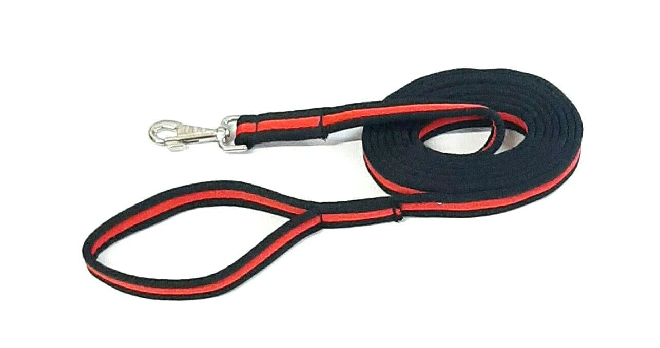 Horse Lunge Line/Large Dog Training Walking Lead Leash 25mm Padded Air Webbing Strong Very Soft Durable (30ft, 9 Metres) (Black/Red)