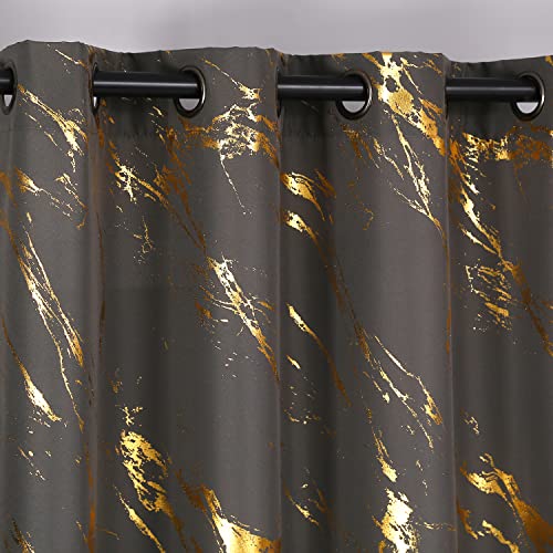 50% Off Taisier Home Gold Foil Print Linen Textured Curtains - Image 3