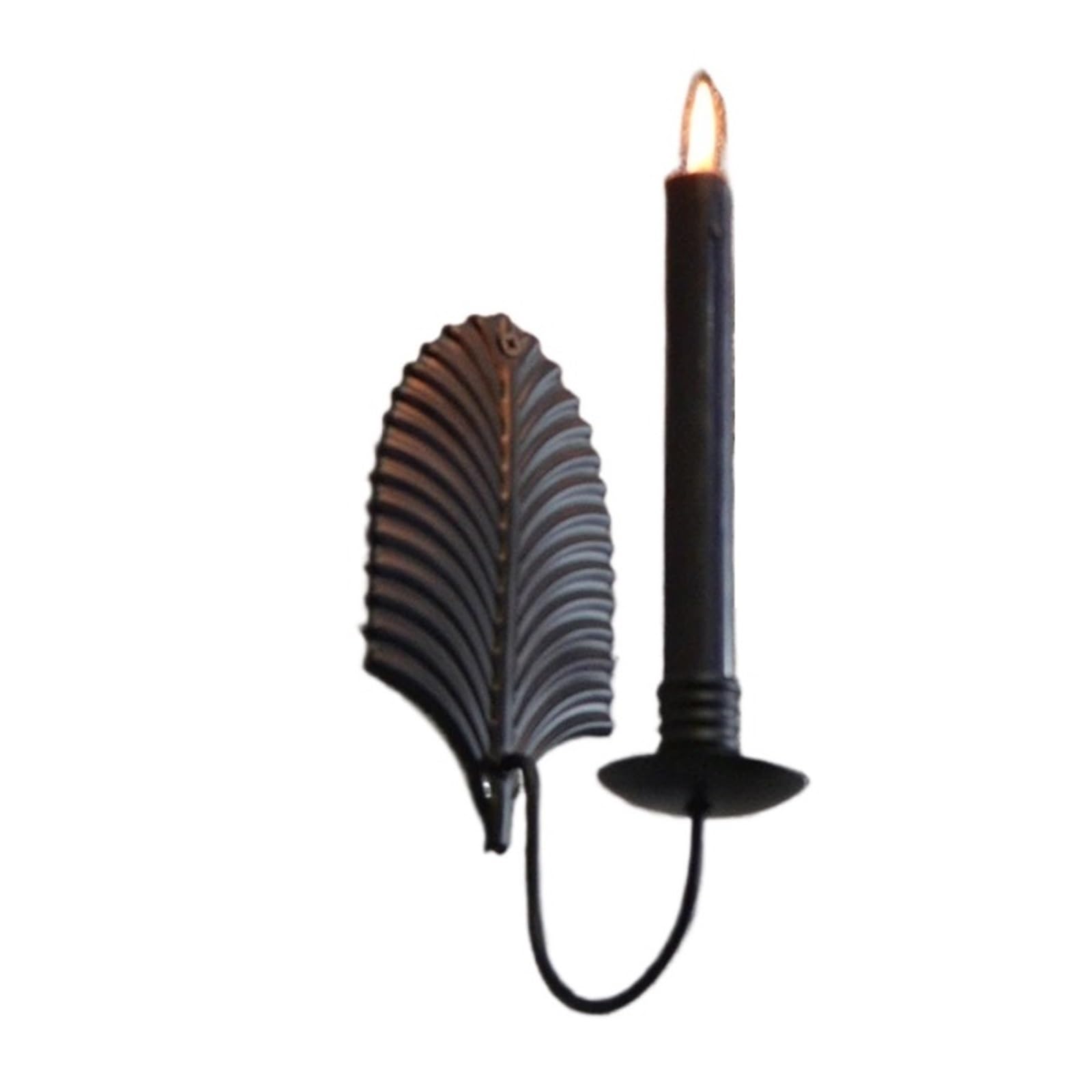 Metall Blatt Kerzenhalter Wandbehang Home Wand montiert Kerzenständer for Outdoor-Wand-Dekor Für Badezimmer Wohnzimmer(Black 2pcs)