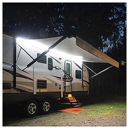 Lrimauix RV Awning Lights, 12V 16.4FT White Camping Awning Lights, Motorhome Travel Trailer Food Trucks Van Waterproof Canopy Led Strip Lighting, RV Exterior Underglow Light