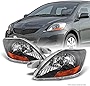 AKKON - For Toyota Yaris 4 Doors Sedan Chrome Headlights Driver and Passenger Side Replacement Pair Set