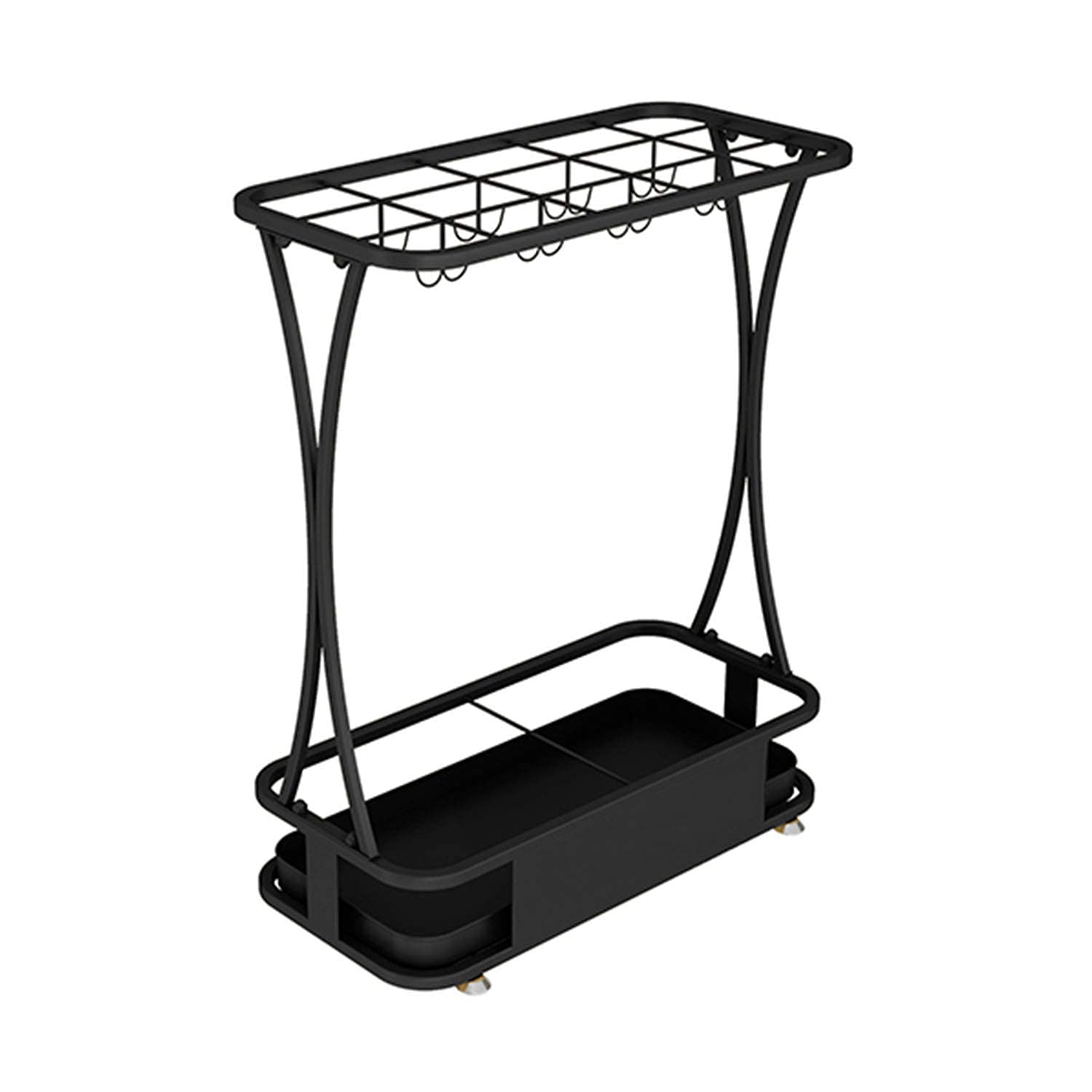 GHHVFEC Metal Umbrella Stand Rack with Hook and Removable Drip Tray for Entryway, Office, Hallway
