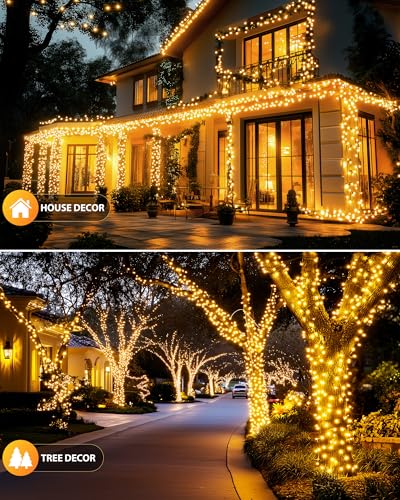 Brightown 2 Pack Solar Christmas Lights, 92Ft 240 LED Solar String Lights Outdoor Waterproof with 8 Modes, Solar Light Outdoor for Patio Yard Tree Garden Party Decorations, Warm White thumbnail 2