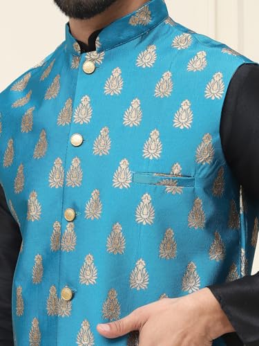 Image of SOJANYA (Since 1958 Men's Silk Blend Kurta Pyjama With Nehrujacket Set