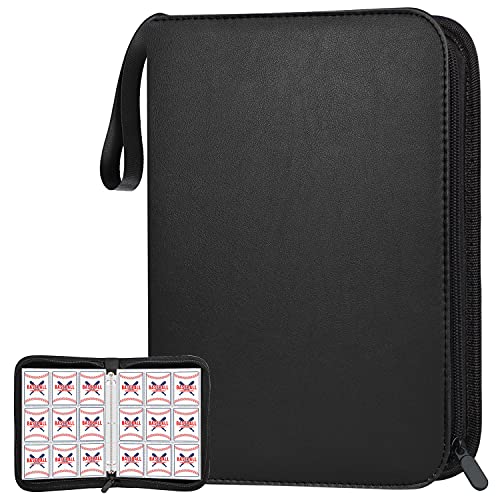 POKONBOY 720 Pockets Trading Card Binder Sleeves Baseball Card Binder Sleeves, Trading Card Holder Carrying Card Case Fit for Baseball Cards, Trading Cards,Football Cards (Black)