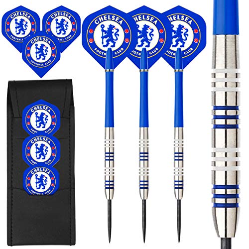Red Dragon Darts FB24 - Diana (incluye 3 juegos de dardos, 20 g, de acero de gran velocidad, recubiertos de polvo y tarjeta de puntuación), diseño del Chelsea F.C.