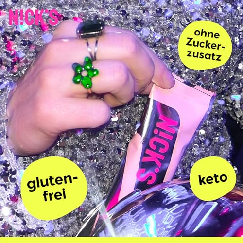 N!CK'S Protein Riegel ohne Zuckerzusatz – Erdnuss Karamell – 15g Eiweiß 30% – 203 Kalorien – Low Carb Keto Proteinriegel mit Ballaststoffen & Kollagen – Glutenfrei, Gesunde Snack ohne Palmöl 12x50g 4