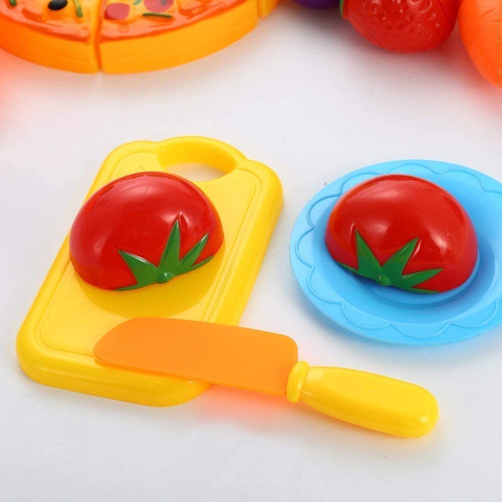 24 pezzi gioco cibo set giocattolo da cucina taglio pizza frutta verdura cibo con collegamento in velcro per bambini, giocattolo educativo gioco di ruolo, giocattolo educativo regalo