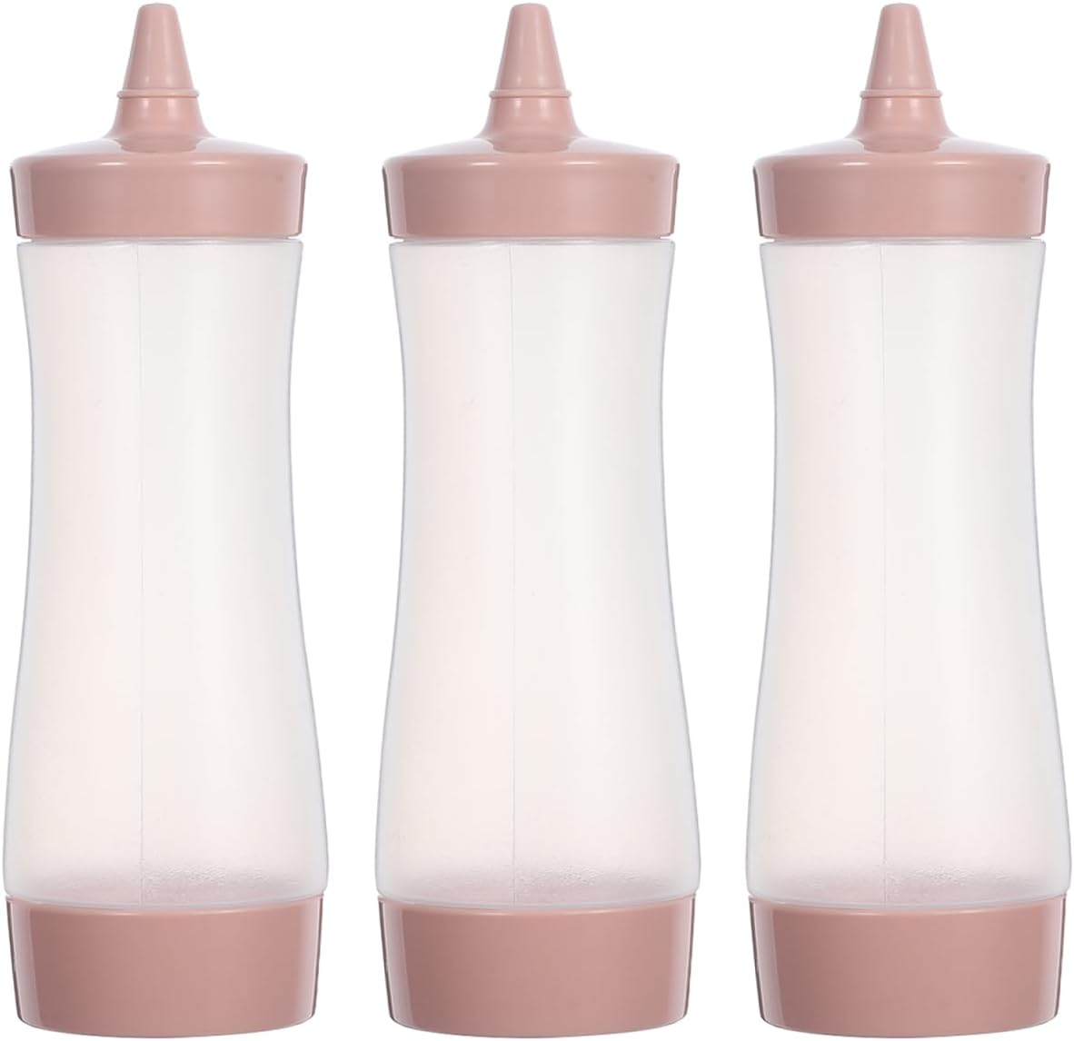 3pcs Condiment Squeeze Bottles for Sauces, Plastic Squeeze Bottle With Cap, Dressing, Oil, Mustard Sauce, Ketchup Dispensers for Bbq Camping Kitchen, Pink
