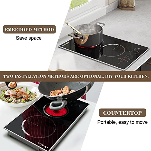12 Inch Electric Cooktop 2000W, Cooksir 110v Builtin and Countertop