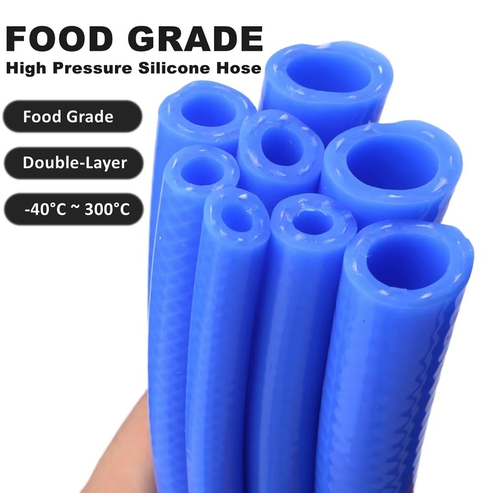 Tubo Trenzado De Silicona De Grado Alimenticio Azul, Opciones De 1M/2M/5M, ID4-ID19mm, Manguera Flexible Resistente Al Calor Y Al Frío For Dispensadores De Agua(5M,ID14mm x OD21mm)