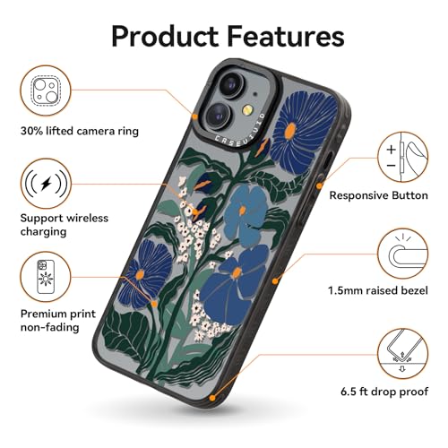 Coque iPhone 11 fleur passiflora noire silicone rigide ajusté pour smartphone 6,1 pouces