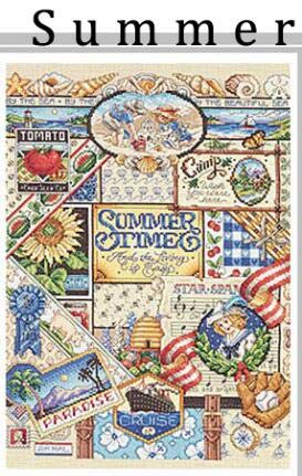 Zamtac Gold Collection Lovely Counted Cross Stitch Kit Spring Summer Autumn Winter Time Sampler janlynn Four Seasons Season - (Color: Summer, Cross Stitch Fabric CT Number: 18CT unprint Canvas)