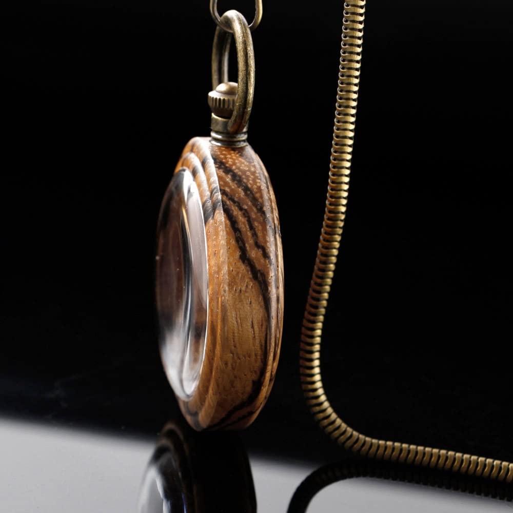 Orologio da esterno, Orologi da tasca antichi in legno di bambù vintage fatti a mano con catena uomo e confezione regalo