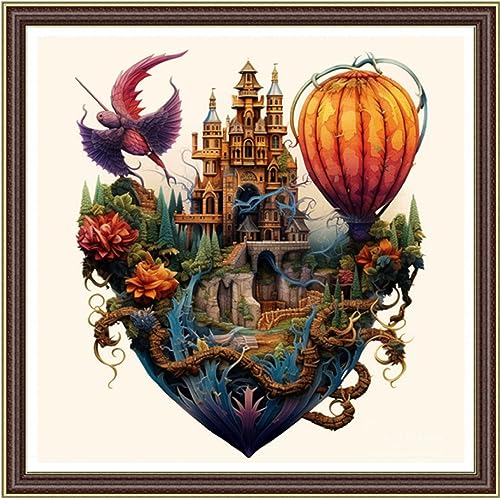 Image of Foxhool Beginners Cross Stitch Kits Stamped Full Range of Embroidery Kits for Adults DIY Cross Stitches kit Embroidery Patterns for Needlepoint kit-Magic Castle 17.7x17.7 inc