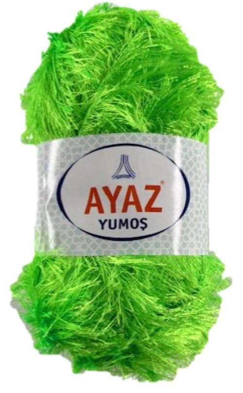 Eyelash Faux Fur Furry Soft Fluffy Knitting Yarn 100g Ball (1395 Flourescaet Lime)