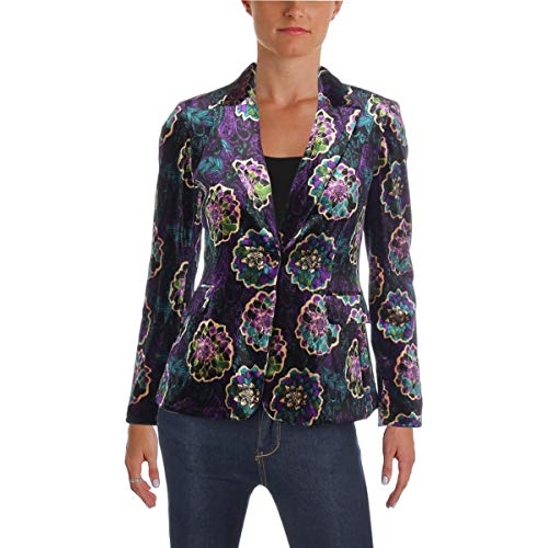 Tahari ASL Womens Petites Velvet Jacket Work Wear Black Size 14P