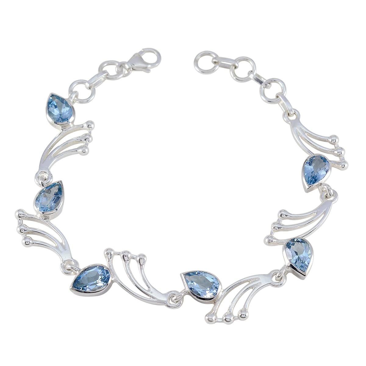 925 Bracciale in argento sterling Topazio blu Pietra preziosa Mese di dicembre Bracciale astrologia Sagittario - gioielli unici Link Charm Bracciale regalo per amico