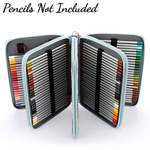 BSTKEY 200 Slots Pencil Wrap Case Colored Pencil Holder, Pencil Pouch Bag Pen Storage Organizer with Zipper for Colored Pencils Stationery (Hummingbird Flower) - Image 5