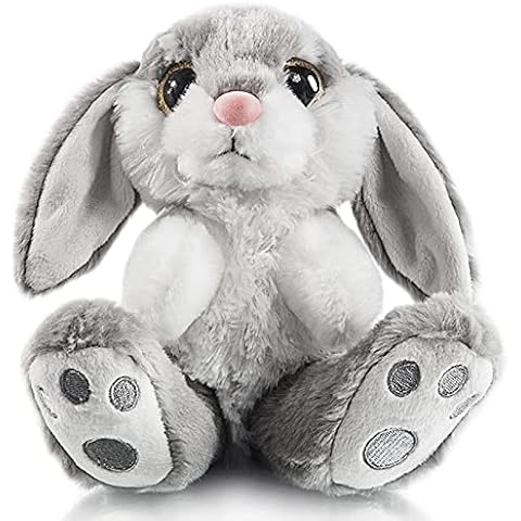 My OLi 8" Easter Bunny Plush Rabbit Floppy Ear Sitting Bunny Stuffed Animal Gray Easter Gifts for Babies Kids Boys Girls Cover