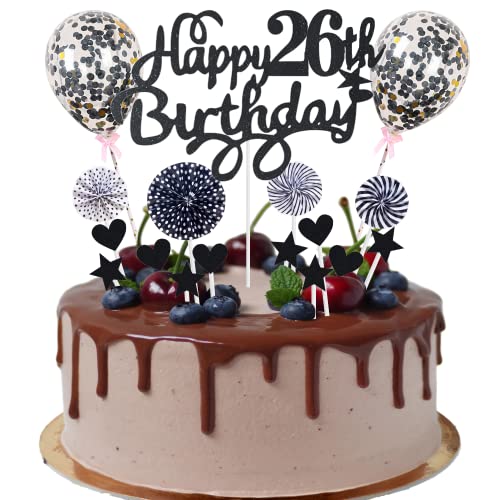 Decoración torta 26 cumpleaños decoración cake topper 26 decoración torta 26 cumpleaños hombre feliz cumpleaños 26 decoración torta 26 años hombre mujer decoración torta 26 cumpleaños hombre negro dec