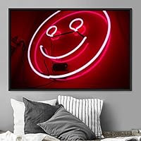 Framed Canvas Wall Art Illuminated Words 3D Industrial Inspirational Multicolor Neon Pop Art Quotes Typography Urban - 16x24 inches