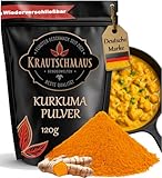 120g Kurkuma Pulver von Krautschmaus, Kurkumapulver gemahlen, Curcuma Gewürz, fein gemahlene Kurkumawurzel, Curcumapulver ohne Zusatzstoffe