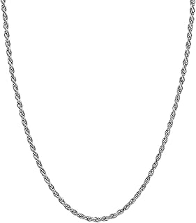 14K Yellow or White Gold solid 2mm Diamond cut Rope chain Necklace w/Real Strong Lobster Claw clasp f/Men or women Thin for pendants 16-24inches