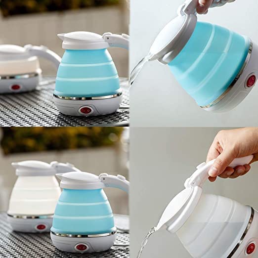 Shree Hans Creation Travel Folding Kettle Fast Boiling Beautiful Design 600ml Boil Dry Protection Grade Silicone Foldable Kettle-image-4