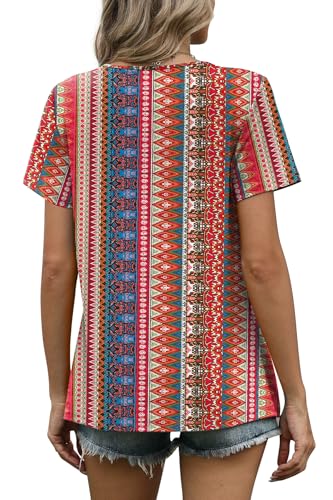 Image of WIHOLL Women T Shirts Pleated Short Sleeve Tops Business Casual Dressy Blouses