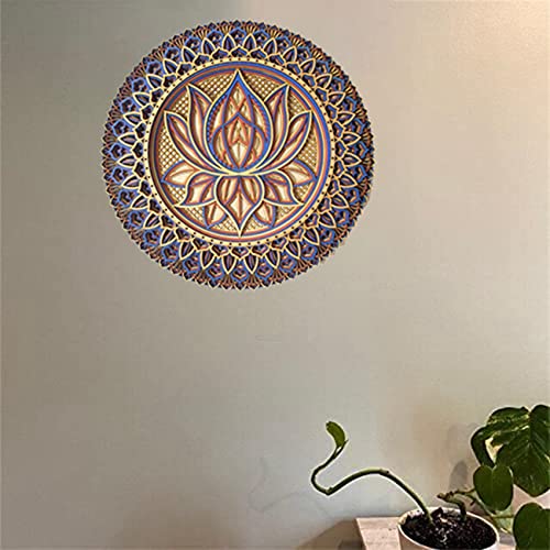 Yothfly Lotus Flower Mandala-Art Wall, Lotus Flower Mandala Metal Wall Hanging For Room Decoration Bohemian Wall Art (A) #TOP5