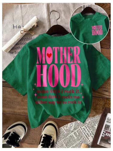 Image of RoseSeek Women's Graphic Letter Tee Crew Neck Trendy Summer Vintage T Shirt