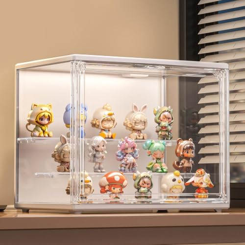 GUDEMAY Stapelbare Acryl-Vitrine mit LED, Schaukasten für Sammlerstücke