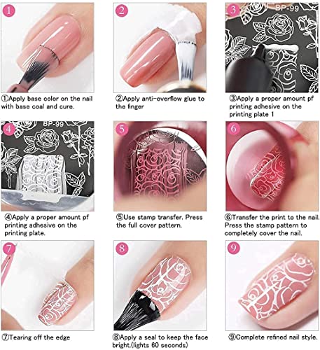 Seisso 7 Colors Nail Stamping Gel Polish + 5Pcs Nail Stamp Templates + 1 Nail Latex Peel Off Tape + 1 Nail Stamper With Scraper, Nail Stamping Art Set And Manicure Tool Collection #TOP5