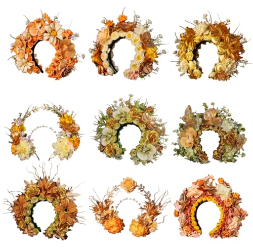 HUANGANG Elegant cultural flower headband, fabric headband, flower headband, hair ornaments or traditional dress4