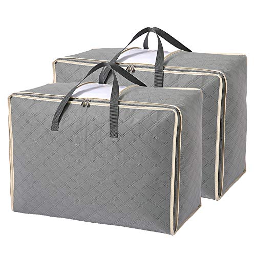 Astoryou 105L Large Storage Bags with Zips 2 PCS Duvet Storage Bag King Size Breathable Underbed Storage Bags for Bedding Clothes Duvets Pillows Quilt Blankets