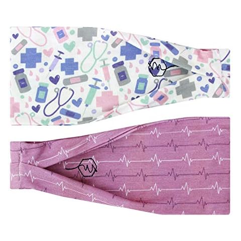 Maven Thread Nightingale Workout Headbands, 4 inch Thick Non Slip Sweatbands for Women, 2pk, Black, One Size, Yoga, Exercise, Running, for Women, Fitness Enthusiasts Cover