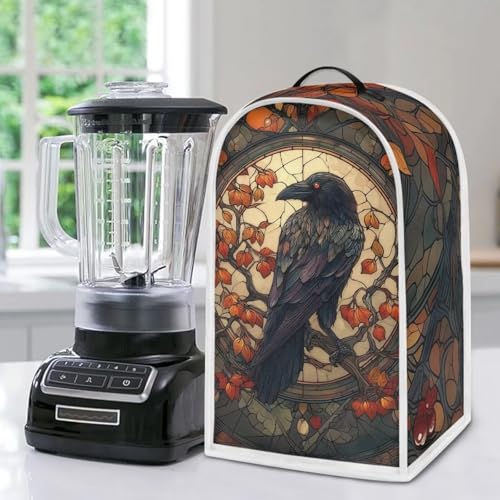 Image of Talayituse Crow Painted Glass Print Blender Dust Cover, Fingerprint Protection Cover for Stand Mixer or Coffee Machine, Home Kitchen Appliance Covers for Stain Dust Resistant Supplies