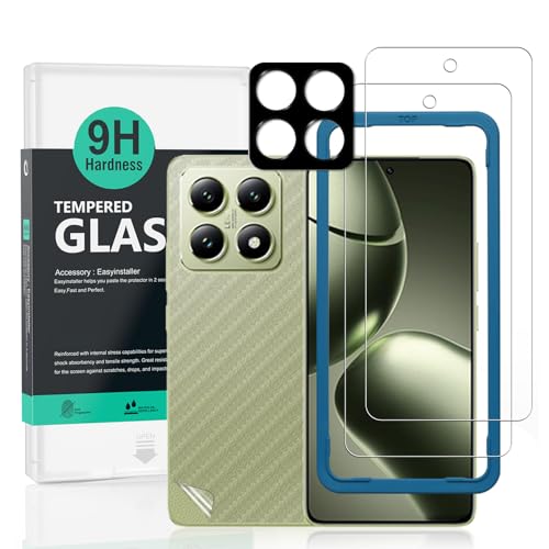 Image of Ibywind 2 Pack Screen Protector For Xiaomi 14T 5G,9H Hardness Tempered Glass[Military-Grade Protection],With 1Pc Camera Lens Protector,1Pc Back Cover,[Anti-Scratch][Anti-Shatter]