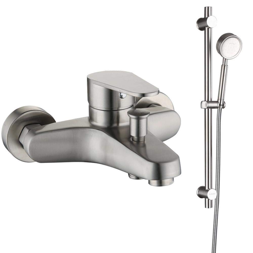Robinet de douche en acier inox avec sortie baignoire murale
